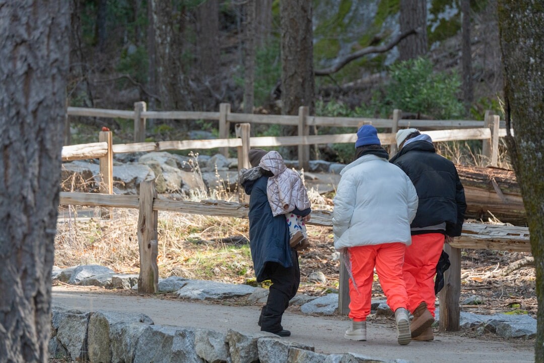 elderly people walking in park